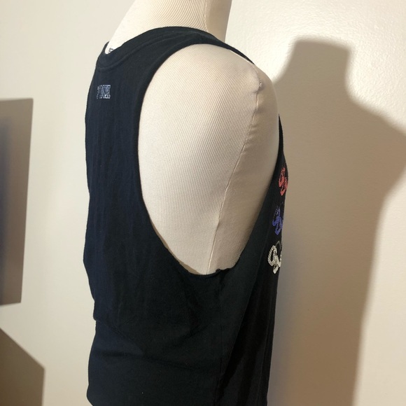 PINK Victoria’s Secret Black Patriotic Tank top sequin ‘Mercia red white - Picture 4 of 6